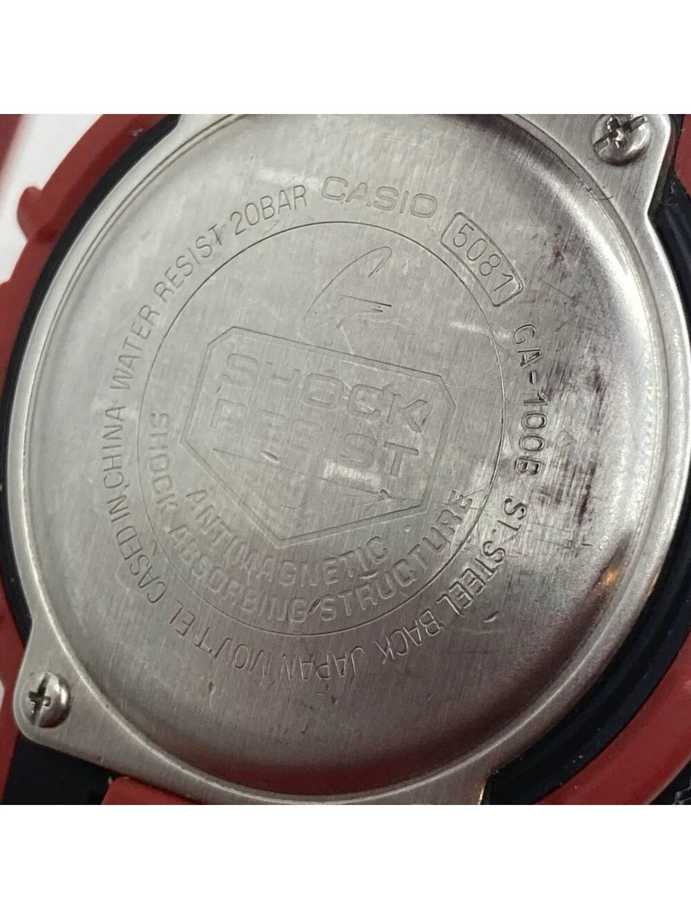 Men’s Casio G-Shock GA-100B Red Resin Band Digital Analog Watch 5081 New Battery